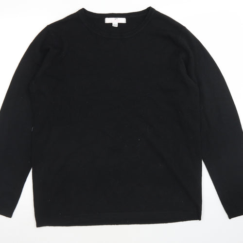 Julipa Womens Black Round Neck  Acrylic Pullover Jumper Size 16