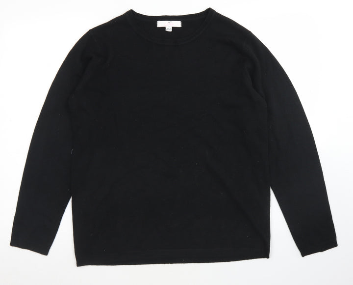Julipa Womens Black Round Neck Acrylic Pullover Jumper Size 16