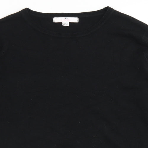 Julipa Womens Black Round Neck  Acrylic Pullover Jumper Size 16