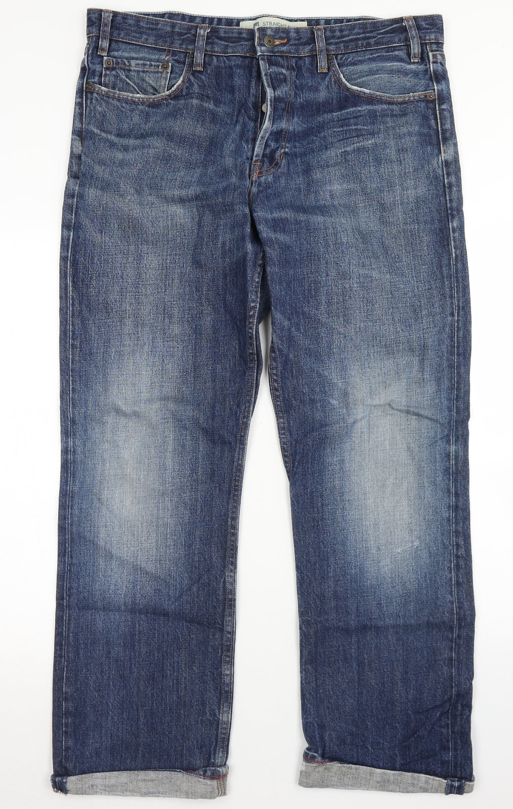 Gap Mens Blue  Cotton Straight Jeans Size 36 in L32 in Regular Button