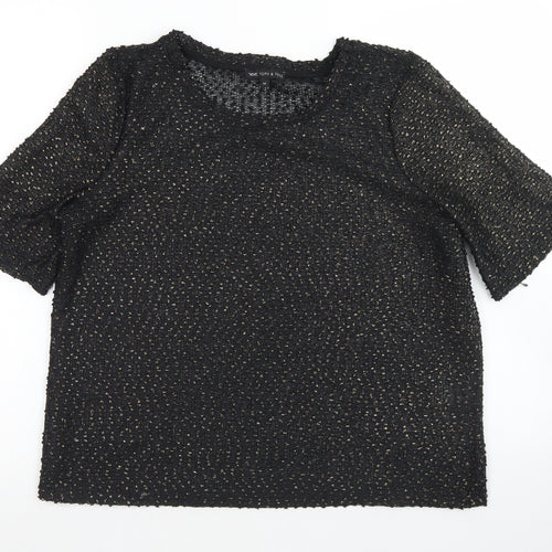 NEXT Womens Black  Polyester Basic T-Shirt Size 14 Round Neck