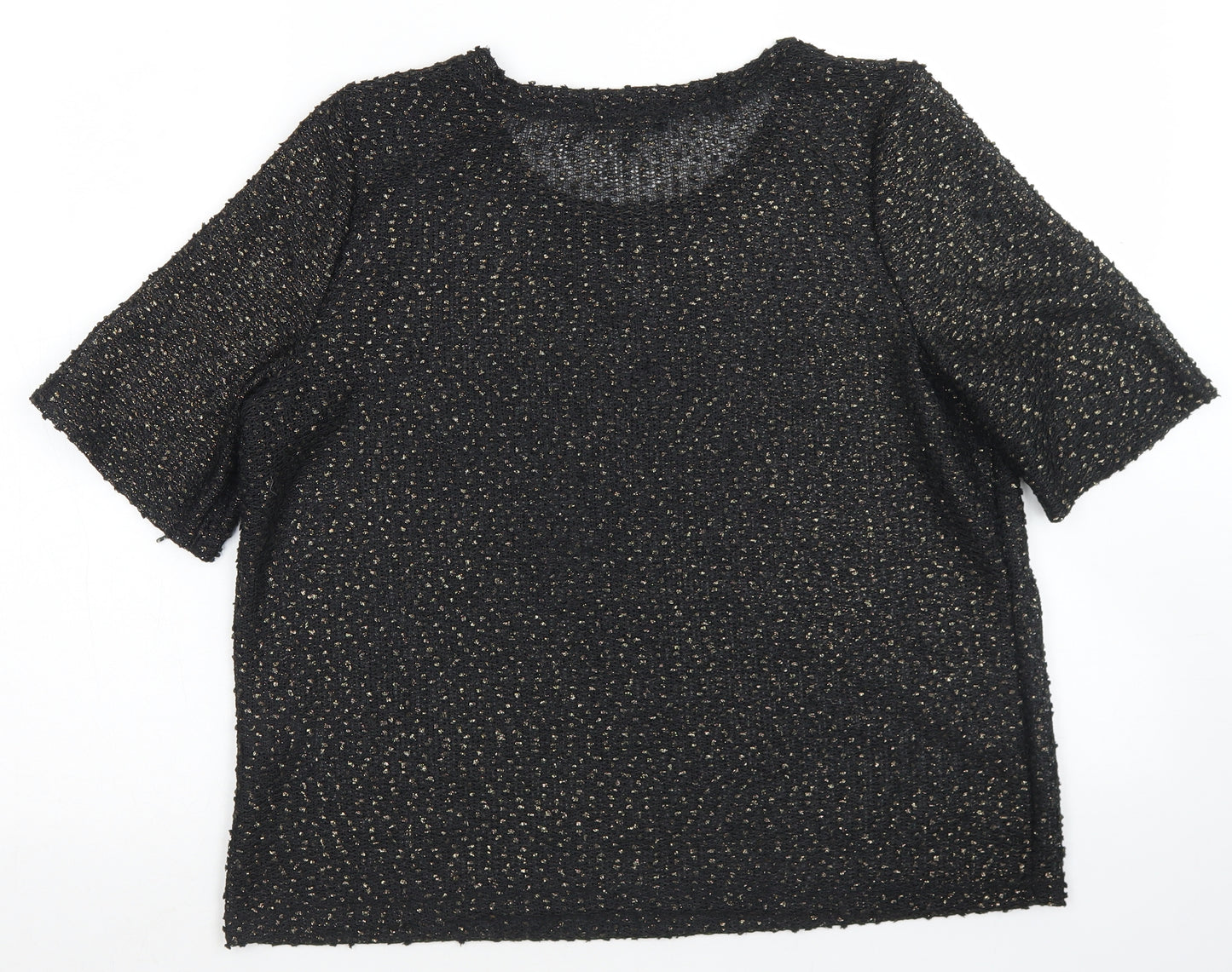 NEXT Womens Black  Polyester Basic T-Shirt Size 14 Round Neck