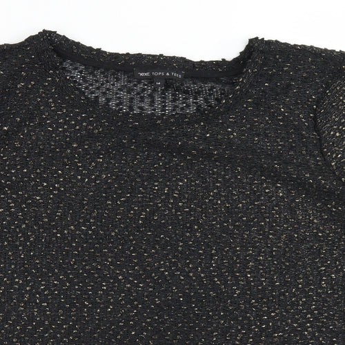 NEXT Womens Black  Polyester Basic T-Shirt Size 14 Round Neck