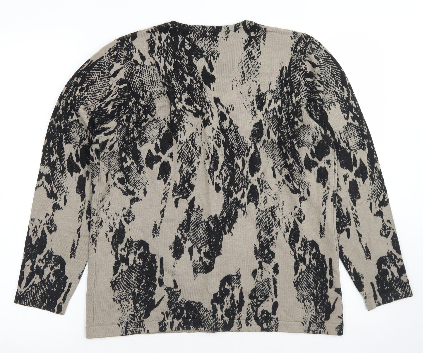 First Avenue Womens Grey Round Neck Animal Print Viscose Pullover Jumper Size M