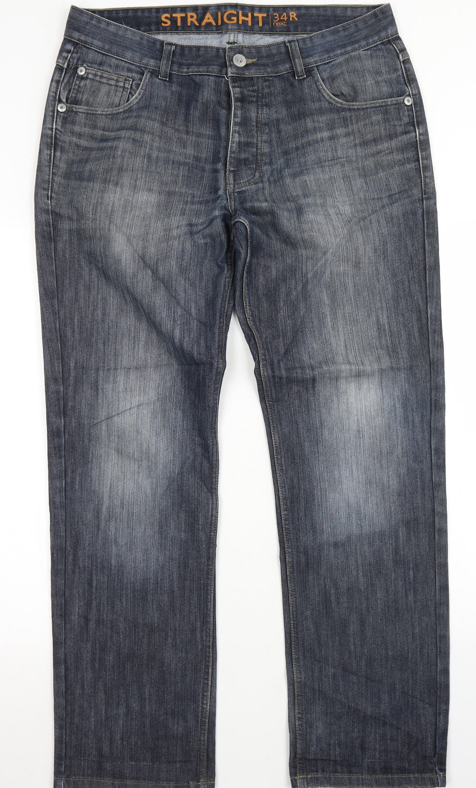 NEXT Mens Blue  Cotton Straight Jeans Size 34 in L29 in Regular Button
