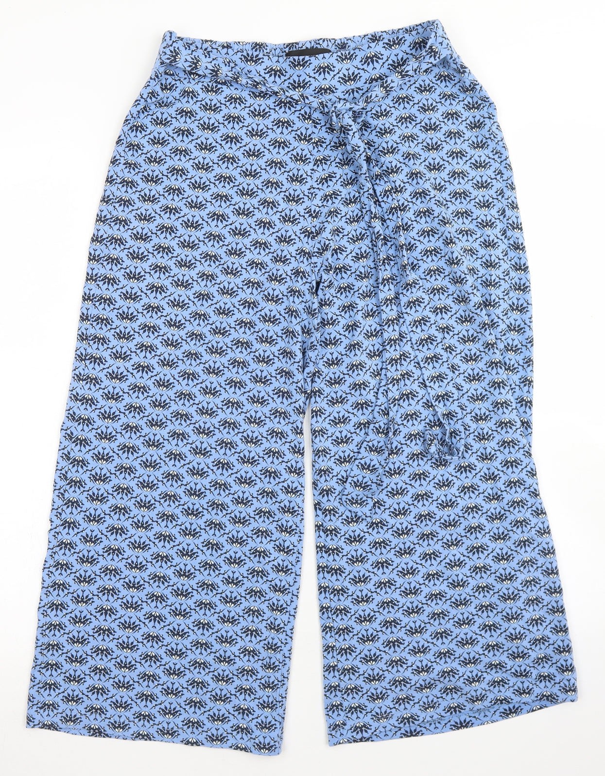NEXT Womens Blue Floral Viscose Pedal Pusher Trousers Size 10 L20 in Regular
