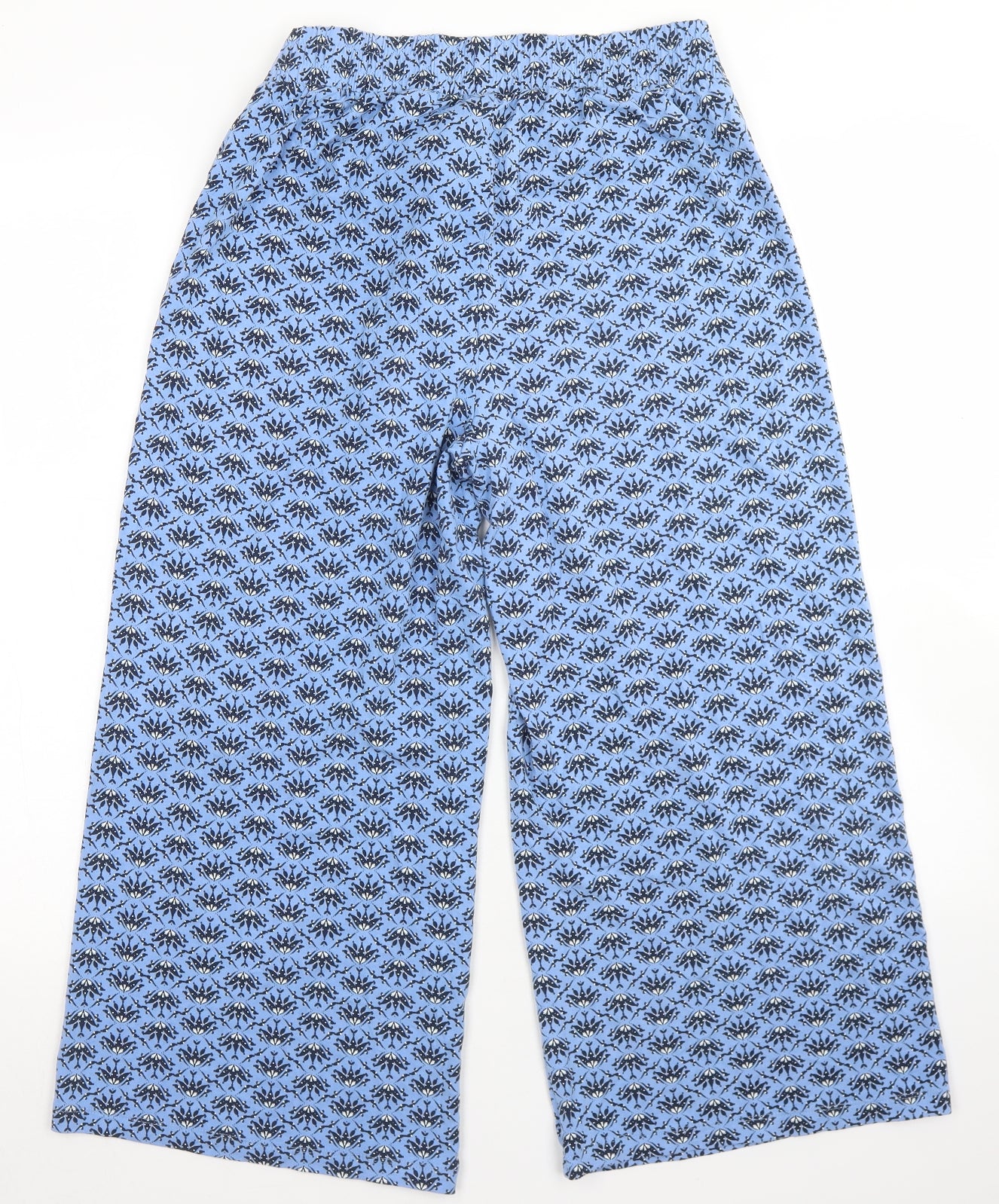 NEXT Womens Blue Floral Viscose Pedal Pusher Trousers Size 10 L20 in Regular
