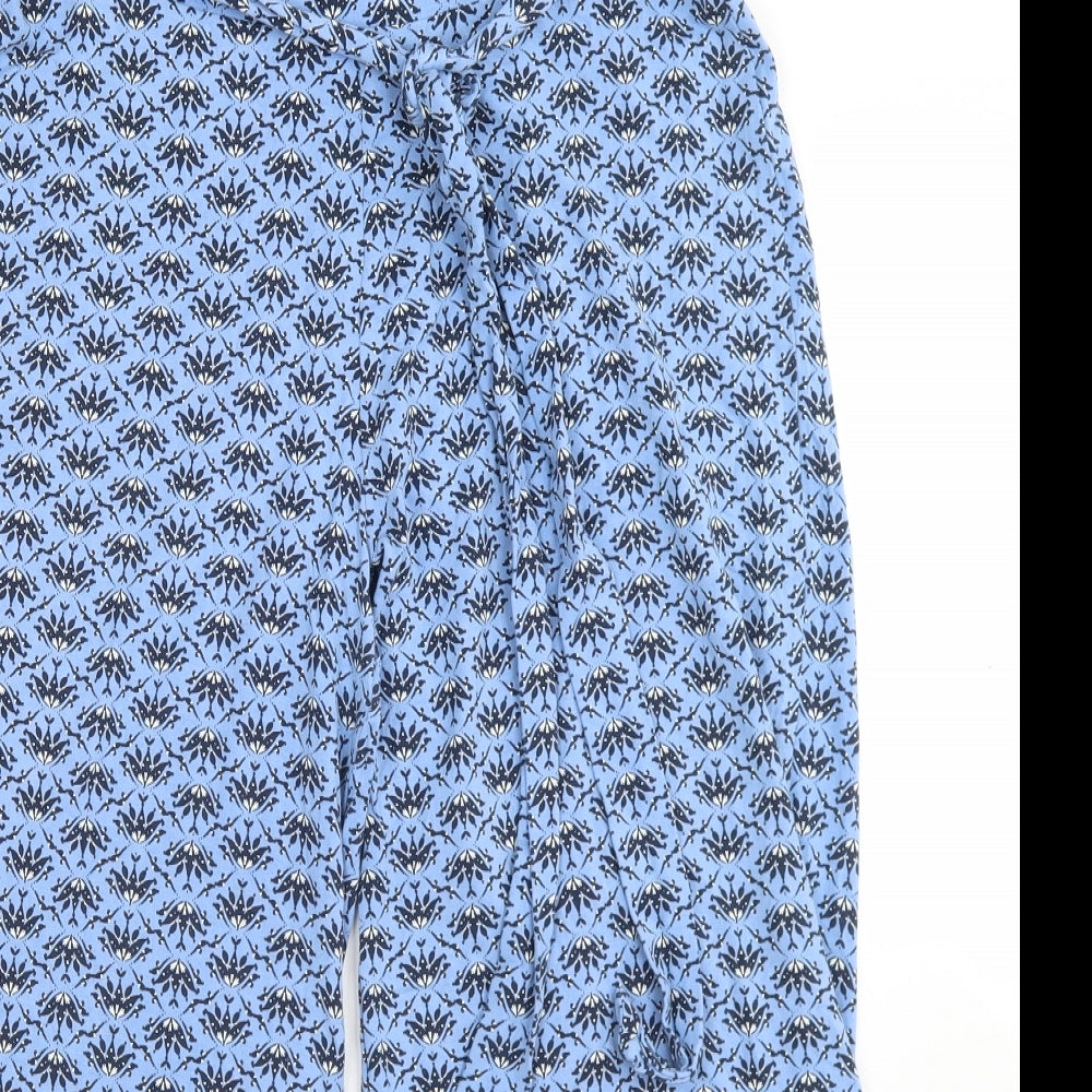 NEXT Womens Blue Floral Viscose Pedal Pusher Trousers Size 10 L20 in Regular