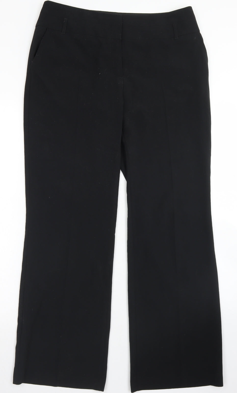 Marks and Spencer Womens Black  Polyester Dress Pants Trousers Size 12 L31 in Regular Hook & Eye