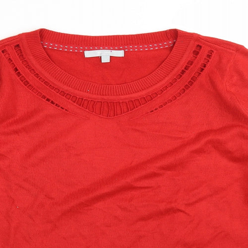 Per Una Womens Red Round Neck  Acrylic Pullover Jumper Size 12