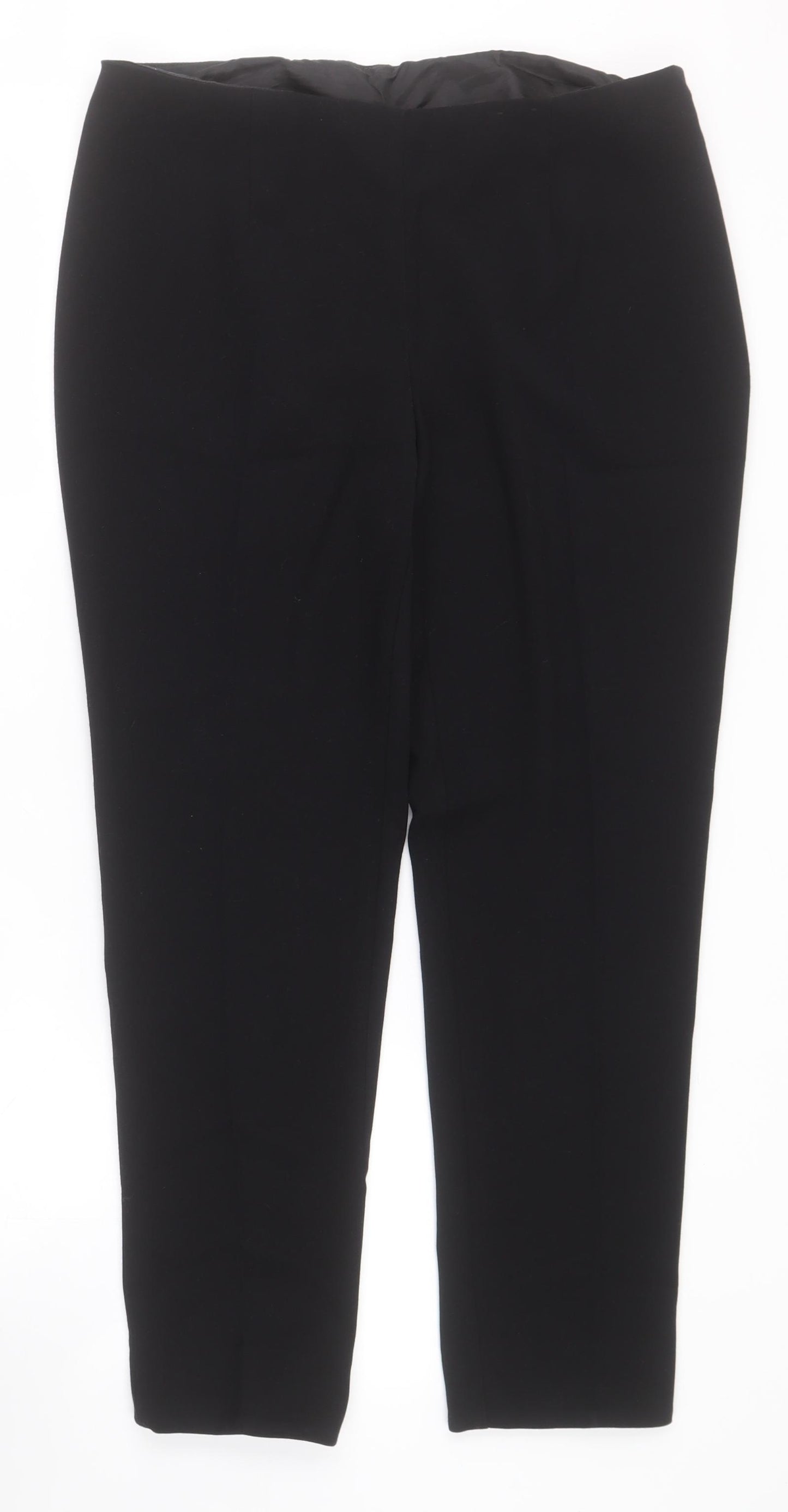 F&F Womens Black  Polyester Cropped Trousers Size 12 L25 in Regular Zip