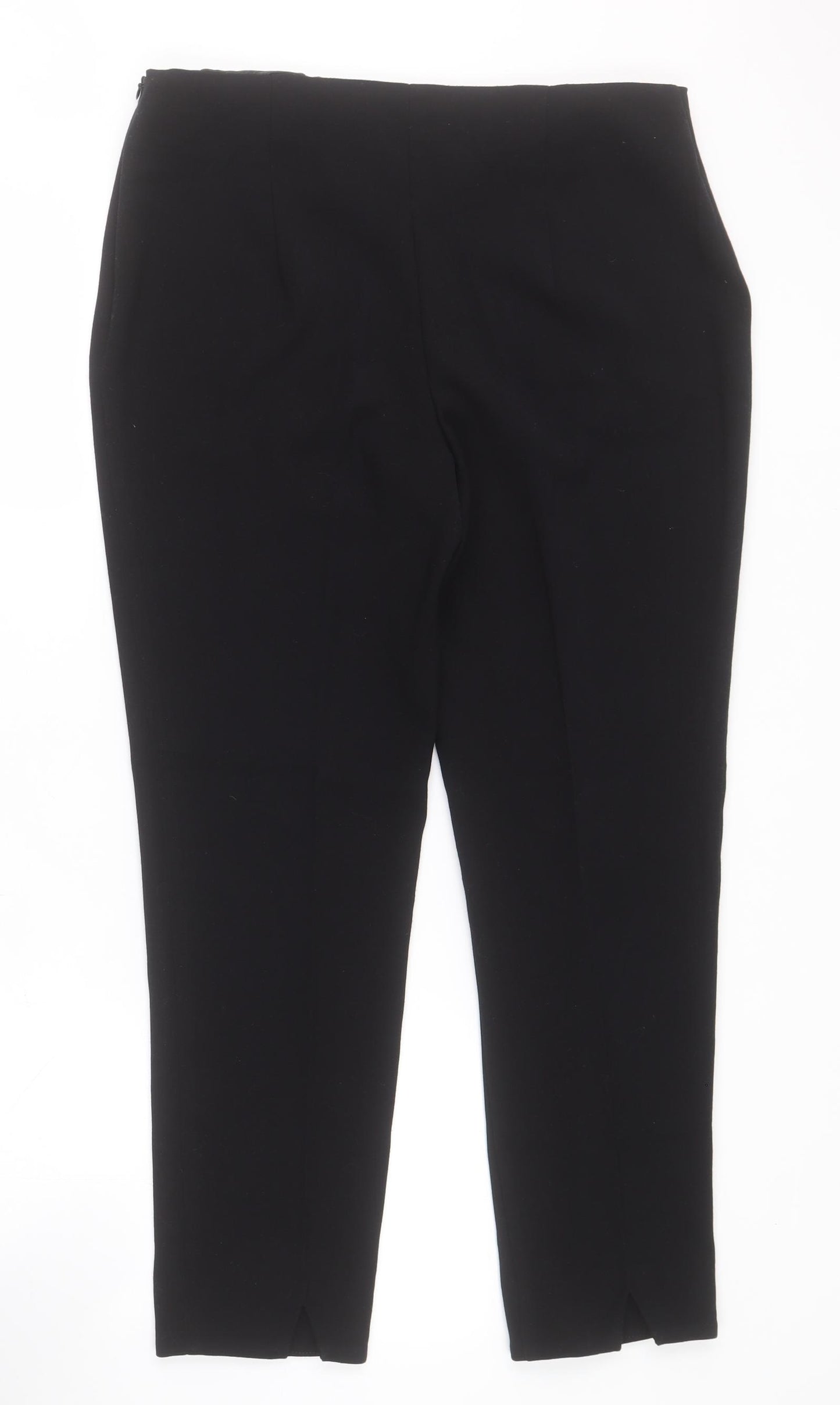 F&F Womens Black  Polyester Cropped Trousers Size 12 L25 in Regular Zip