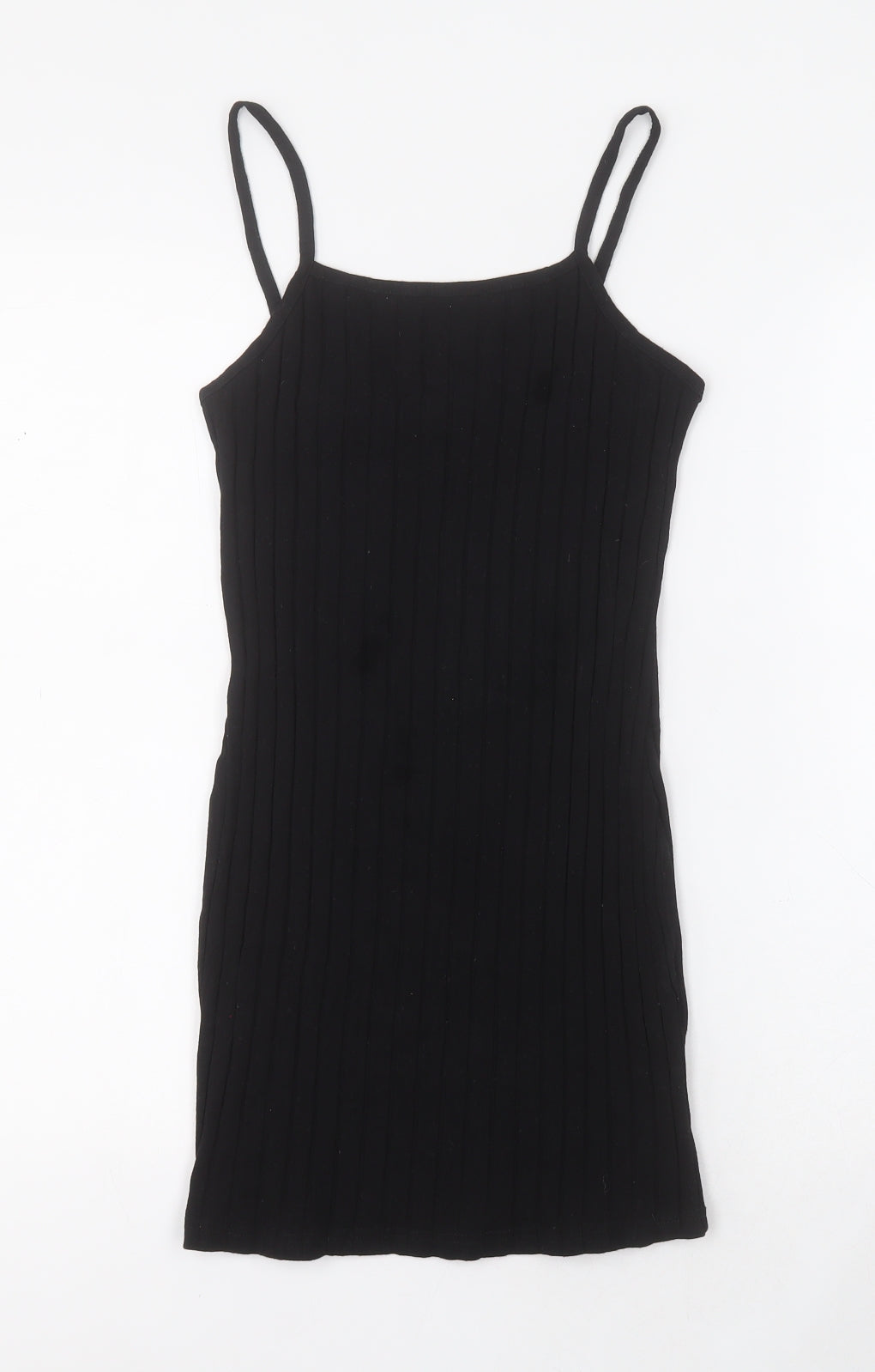 SheIn Womens Black  100% Cotton Bodycon  Size M  Square Neck Magnetic - Ribbed