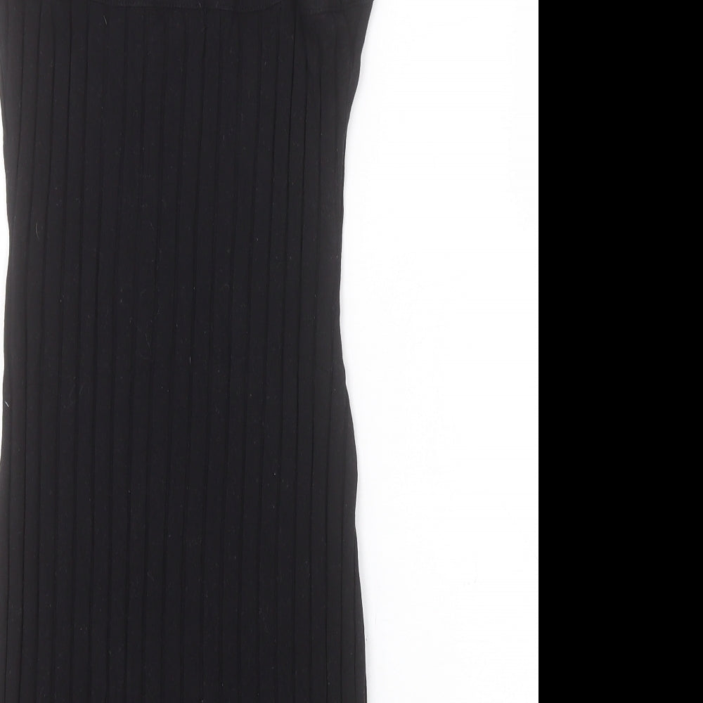SheIn Womens Black  100% Cotton Bodycon  Size M  Square Neck Magnetic - Ribbed