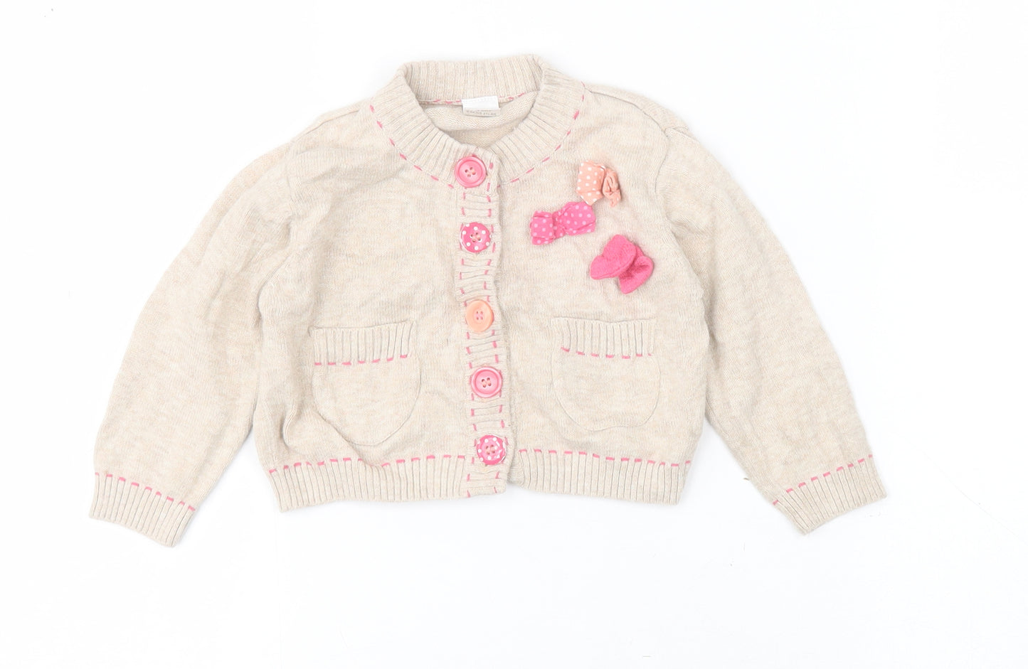 NEXT Baby Beige  100% Cotton Cardigan Jumper Size 6-9 Months  Button