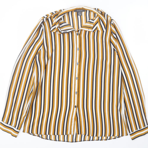 Primark Womens Multicoloured Striped Polyester Basic Button-Up Size 12 Collared