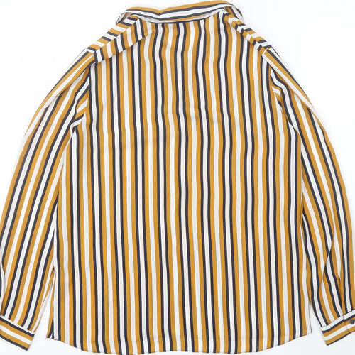 Primark Womens Multicoloured Striped Polyester Basic Button-Up Size 12 Collared