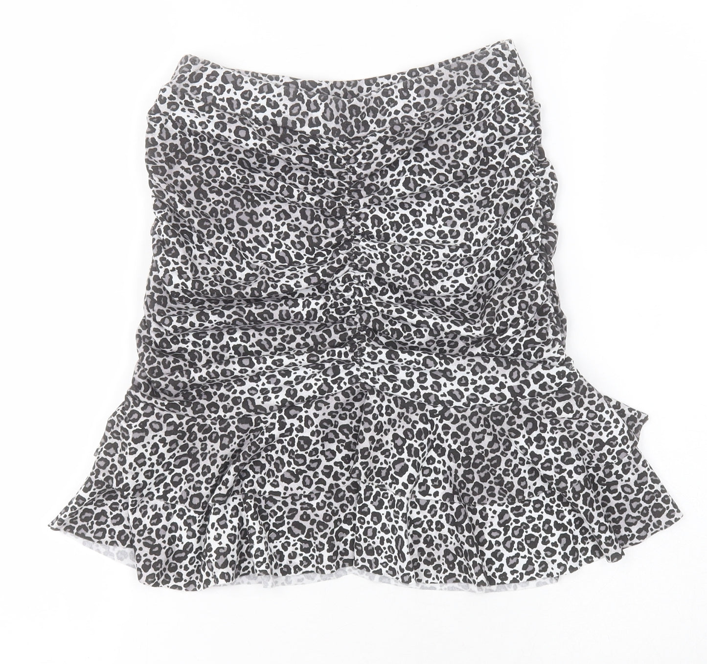 PRETTYLITTLETHING Womens Black Animal Print Polyester Mini Skirt Size 8