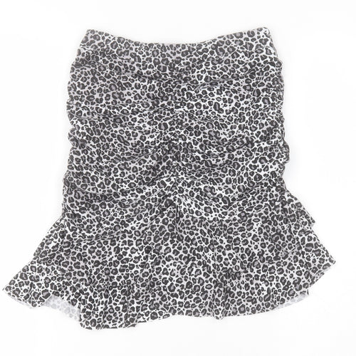 PRETTYLITTLETHING Womens Black Animal Print Polyester Mini Skirt Size 8