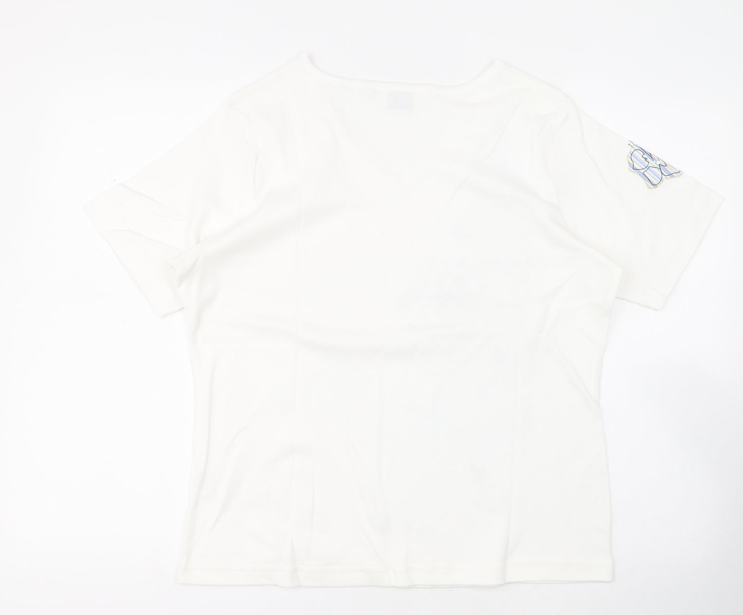 Damart Womens White  Cotton Basic T-Shirt Size 16 V-Neck