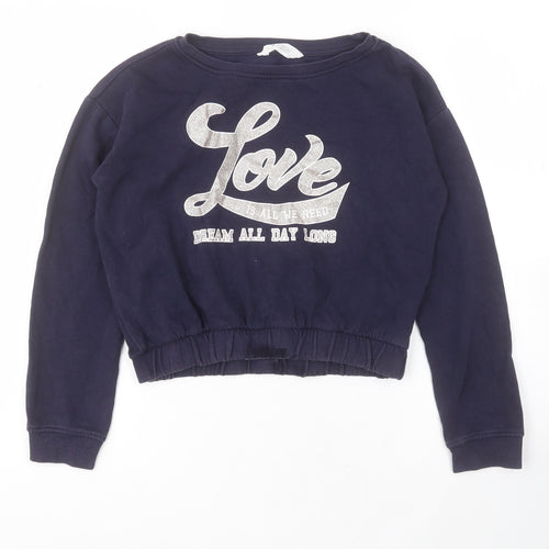 H&M Girls Blue  Cotton Pullover Sweatshirt Size 11-12 Years  Pullover