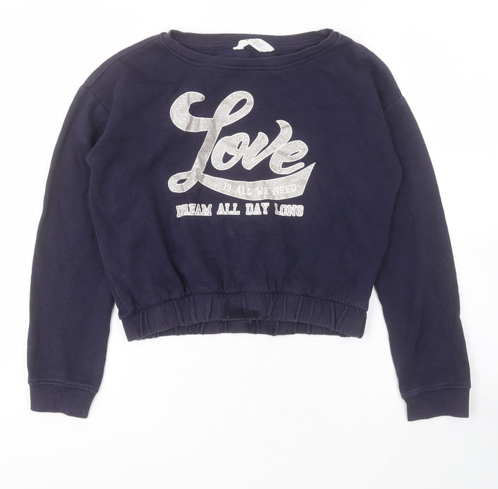 H&M Girls Blue  Cotton Pullover Sweatshirt Size 11-12 Years  Pullover