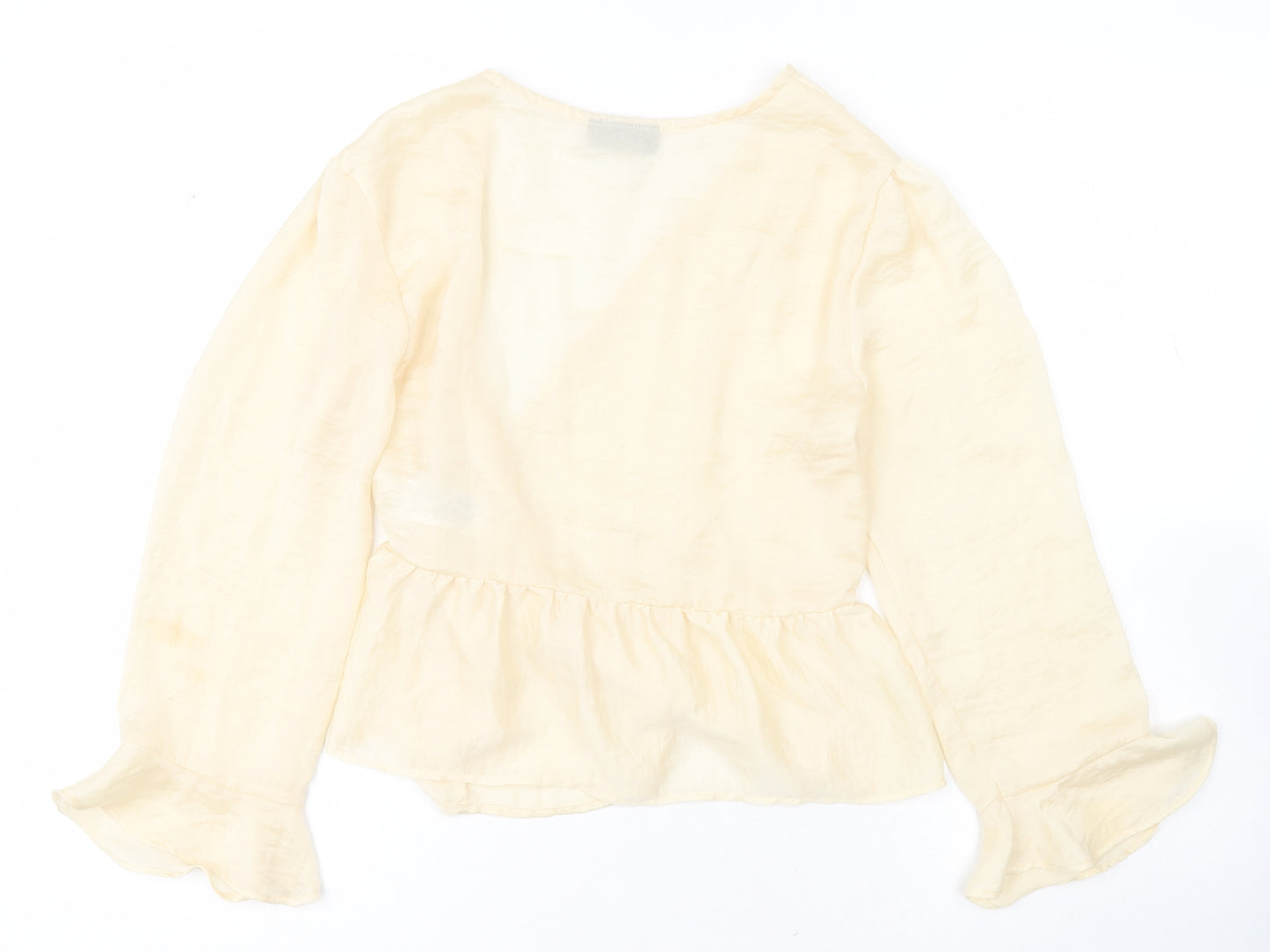 Topshop Womens Beige  Polyester Wrap Blouse Size 6 V-Neck