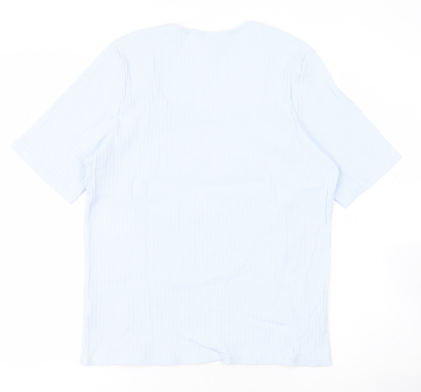 Marks and Spencer Womens Blue  Cotton Basic T-Shirt Size 18 Scoop Neck - Ribbed
