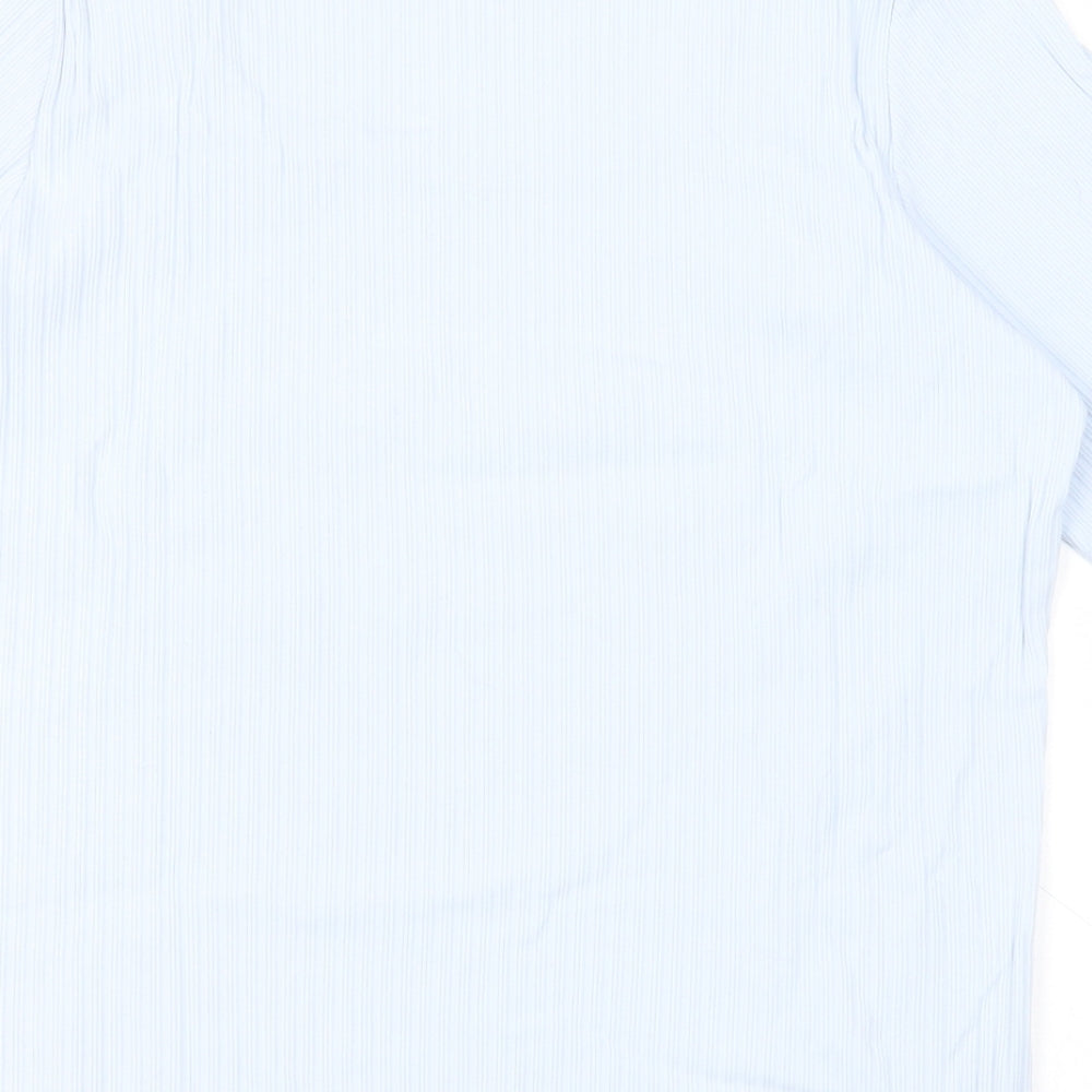 Marks and Spencer Womens Blue  Cotton Basic T-Shirt Size 18 Scoop Neck - Ribbed