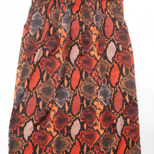 Dorothy Perkins Womens Orange Animal Print Polyester A-Line Skirt Size 10   Tie