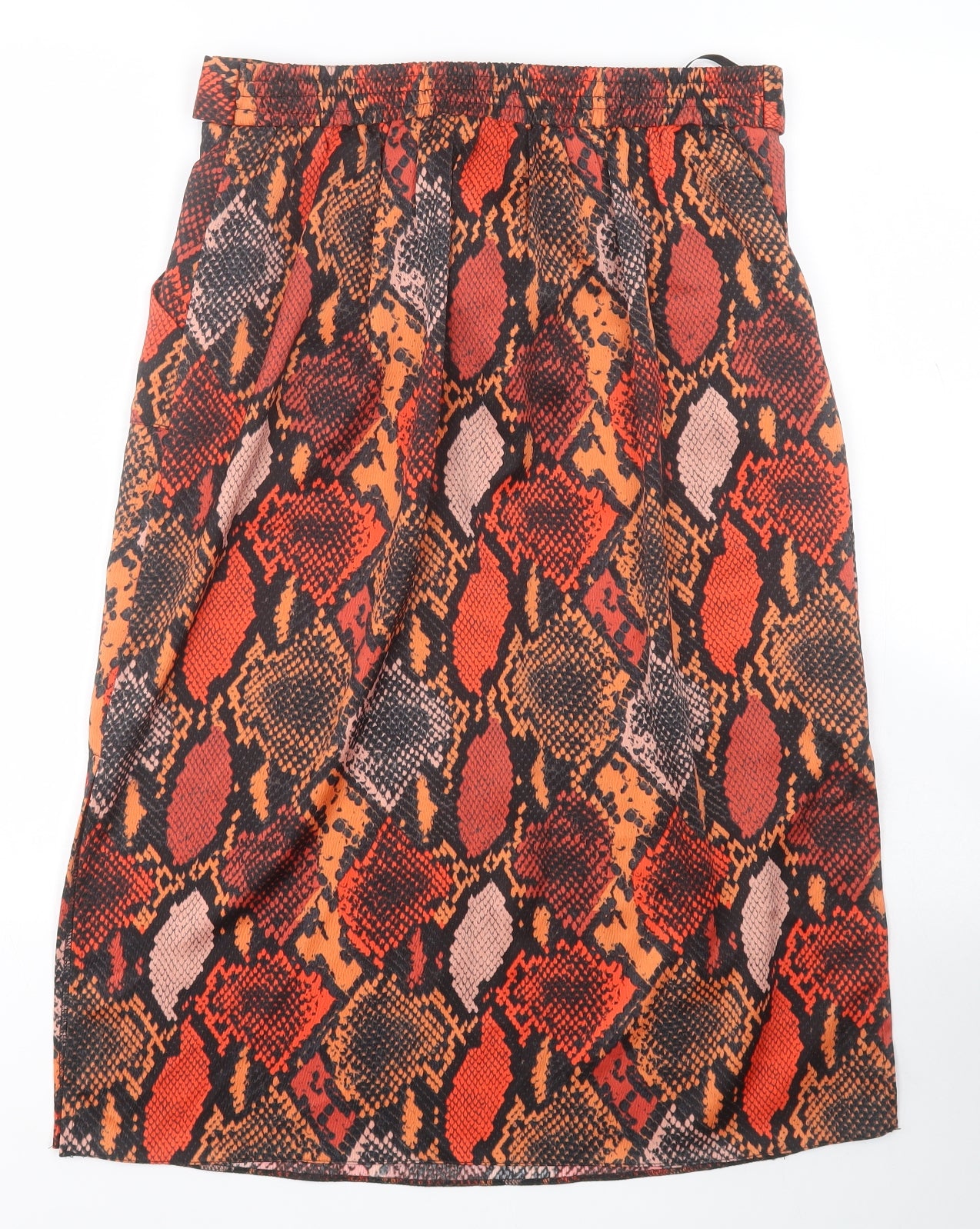 Dorothy Perkins Womens Orange Animal Print Polyester A-Line Skirt Size 10   Tie