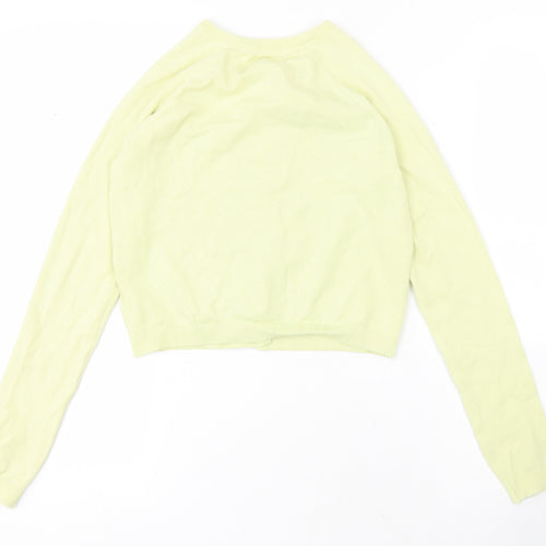NEXT Girls Yellow Round Neck  Cotton Cardigan Jumper Size 10 Years  Button