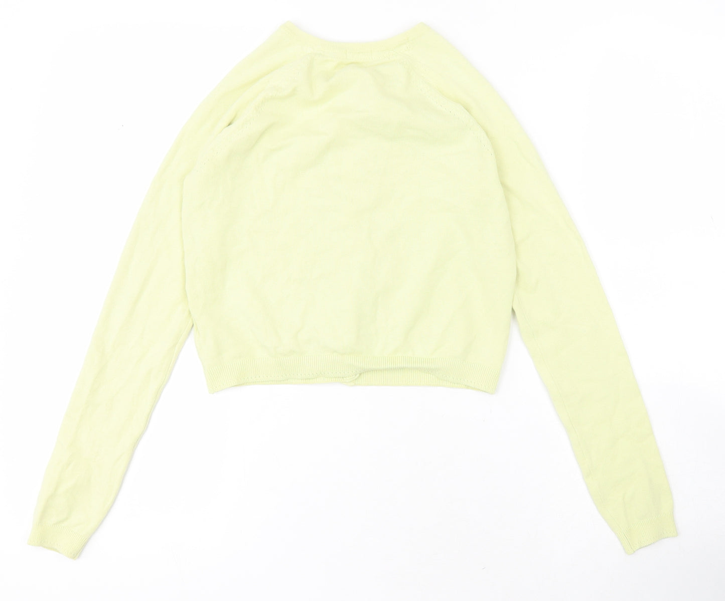 NEXT Girls Yellow Round Neck  Cotton Cardigan Jumper Size 10 Years  Button