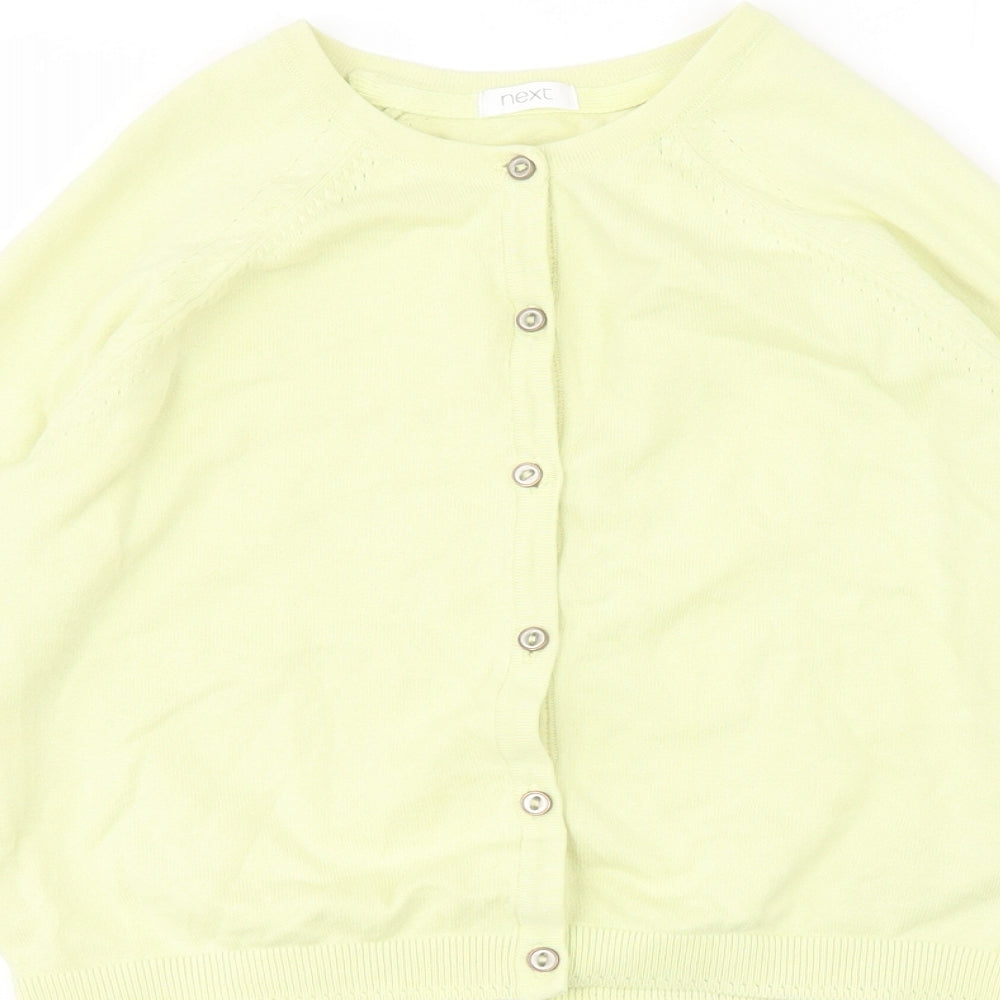 NEXT Girls Yellow Round Neck  Cotton Cardigan Jumper Size 10 Years  Button