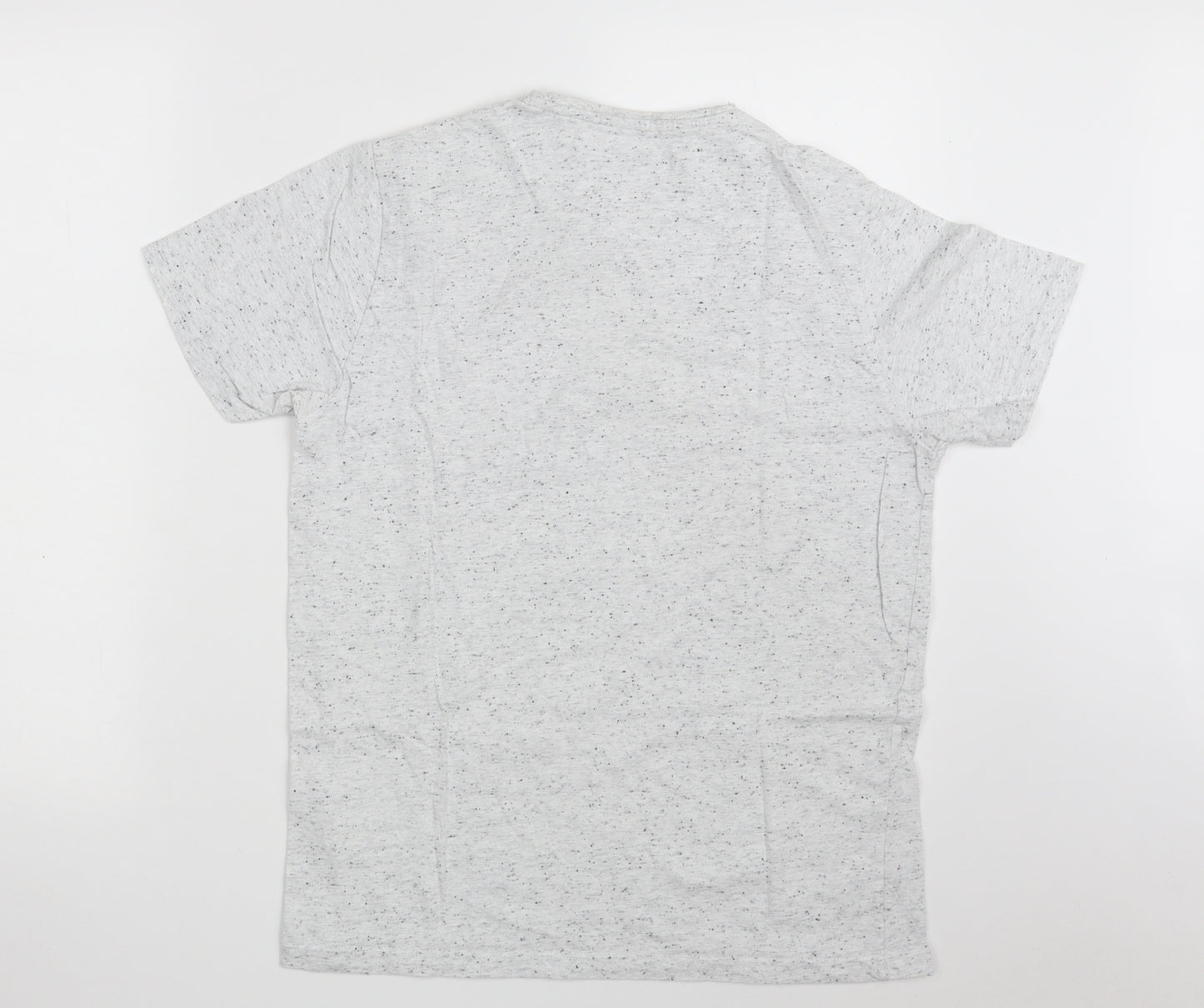 Matalan Mens White  Cotton  T-Shirt Size M Crew Neck  - Flecked Pattern