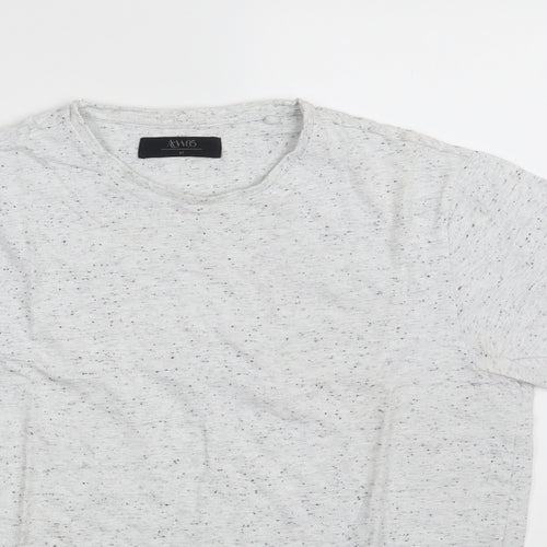 Matalan Mens White  Cotton  T-Shirt Size M Crew Neck  - Flecked Pattern