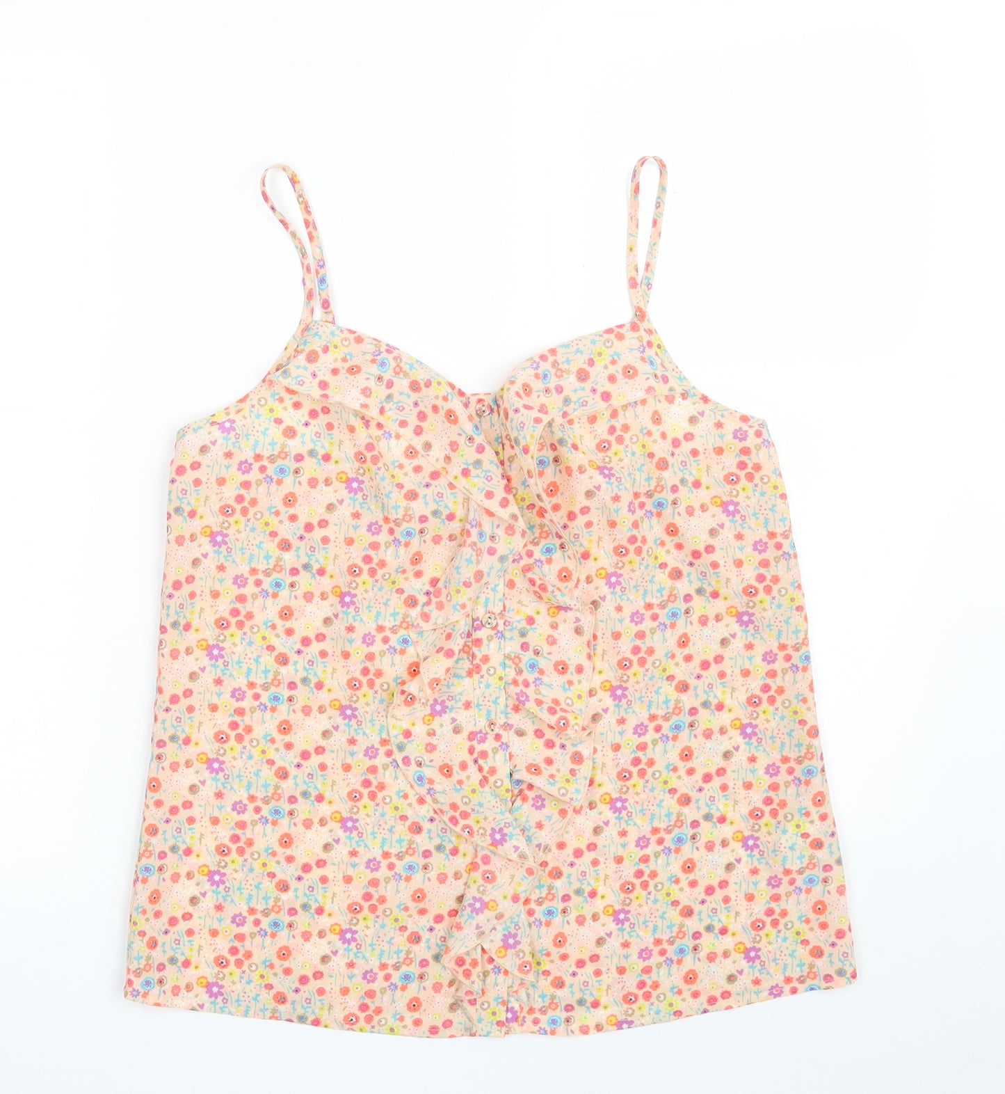 Oasis Womens Pink Floral Polyester Camisole Blouse Size 10 V-Neck
