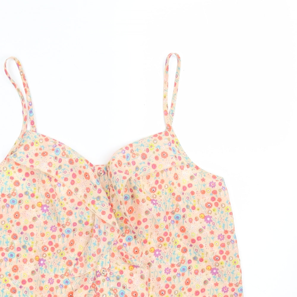 Oasis Womens Pink Floral Polyester Camisole Blouse Size 10 V-Neck