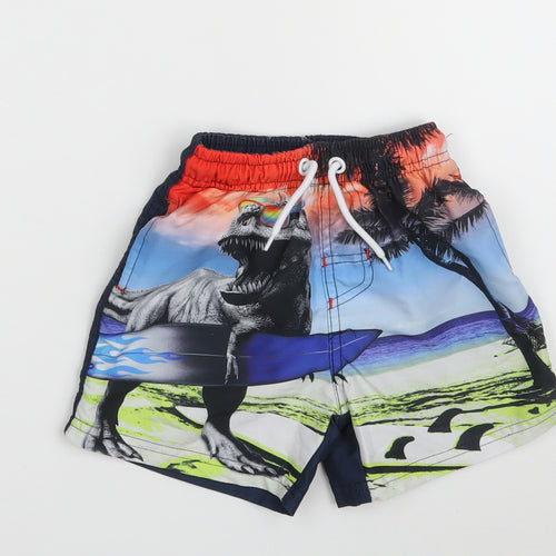 Dunnes Stores Boys Blue Animal Print 100% Polyester Sweat Shorts Size 4 Years  Regular  - Dinosaur