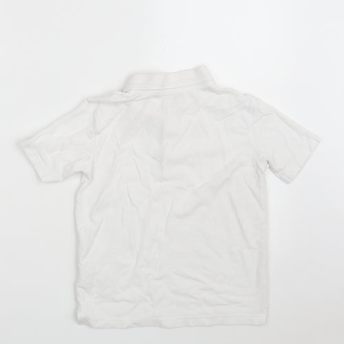 Marks and Spencer Boys White  100% Cotton Pullover Polo Size 7-8 Years Collared Button