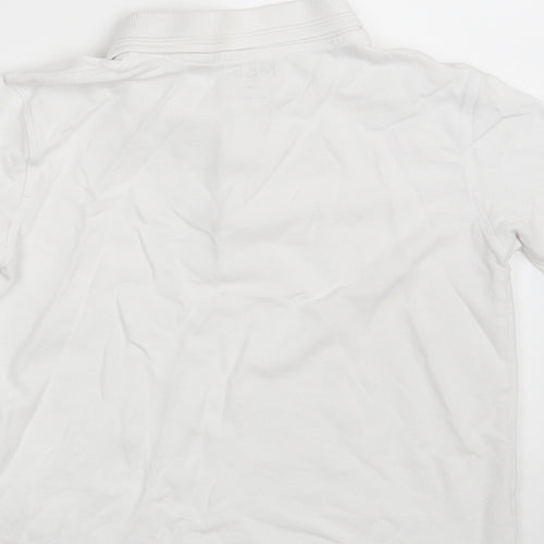 Marks and Spencer Boys White  100% Cotton Pullover Polo Size 7-8 Years Collared Button