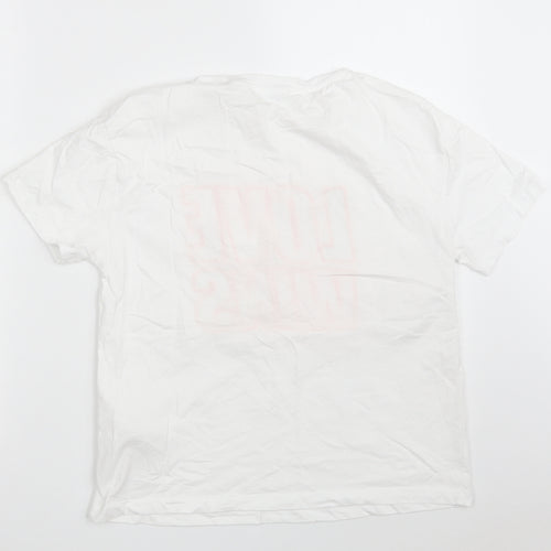 Stradivarius Womens White  100% Cotton Basic T-Shirt Size S Crew Neck - Love Wins