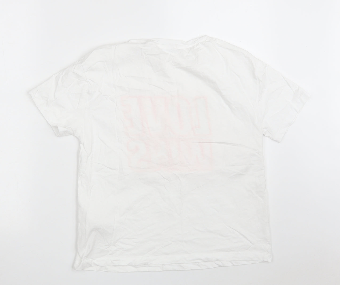 Stradivarius Womens White  100% Cotton Basic T-Shirt Size S Crew Neck - Love Wins