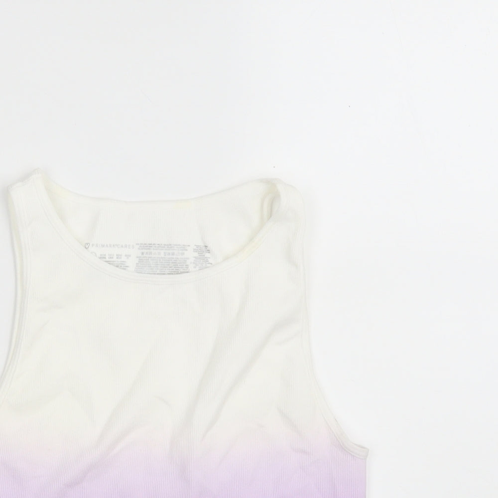 Primark Womens Purple  Nylon Cropped Tank Size 12 Round Neck  - Compression