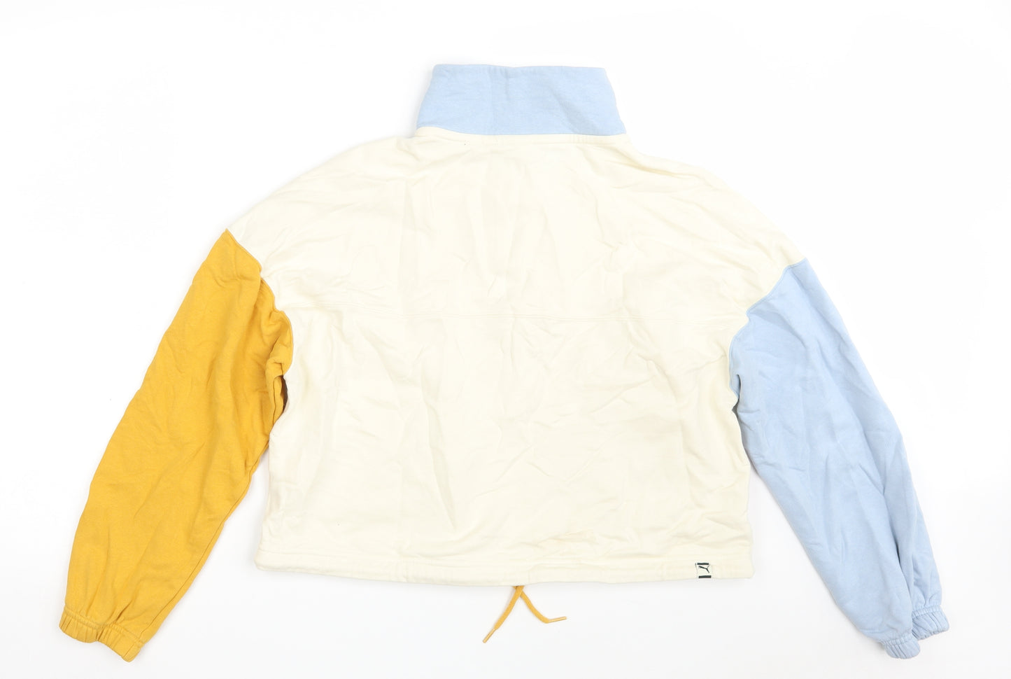 PUMA Womens Multicoloured Colourblock 100% Cotton Pullover Sweatshirt Size M  Zip - Cropped