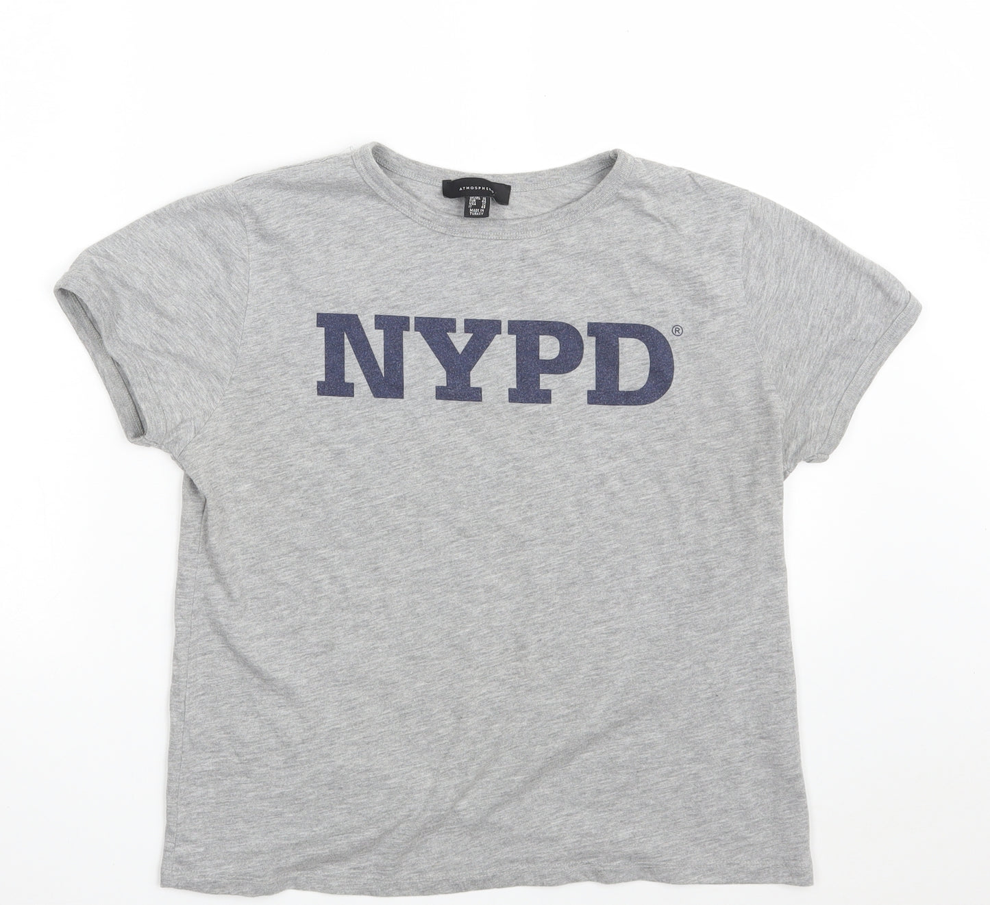 Atmosphere Womens Grey  Polyester Cropped T-Shirt Size 16 Crew Neck - NYPD