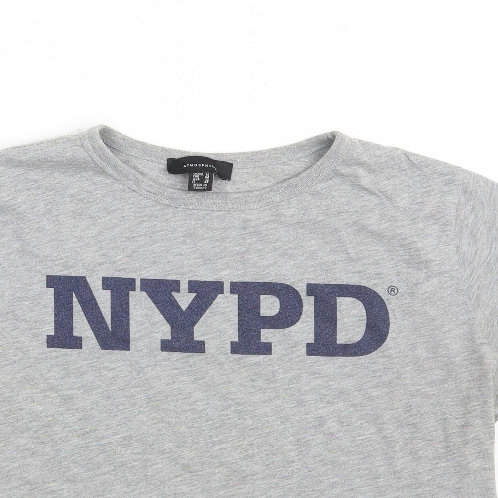 Atmosphere Womens Grey  Polyester Cropped T-Shirt Size 16 Crew Neck - NYPD