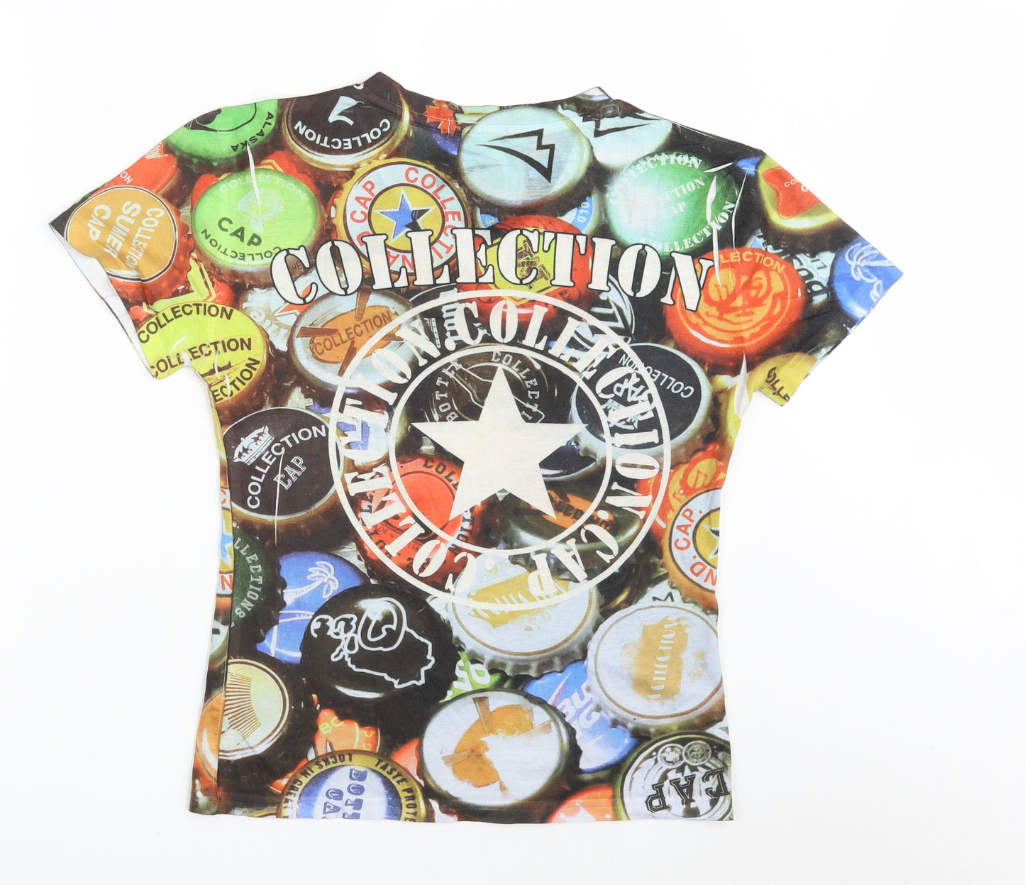 Modas RG Planet Womens Multicoloured  Polyester Basic T-Shirt Size M V-Neck - Collection