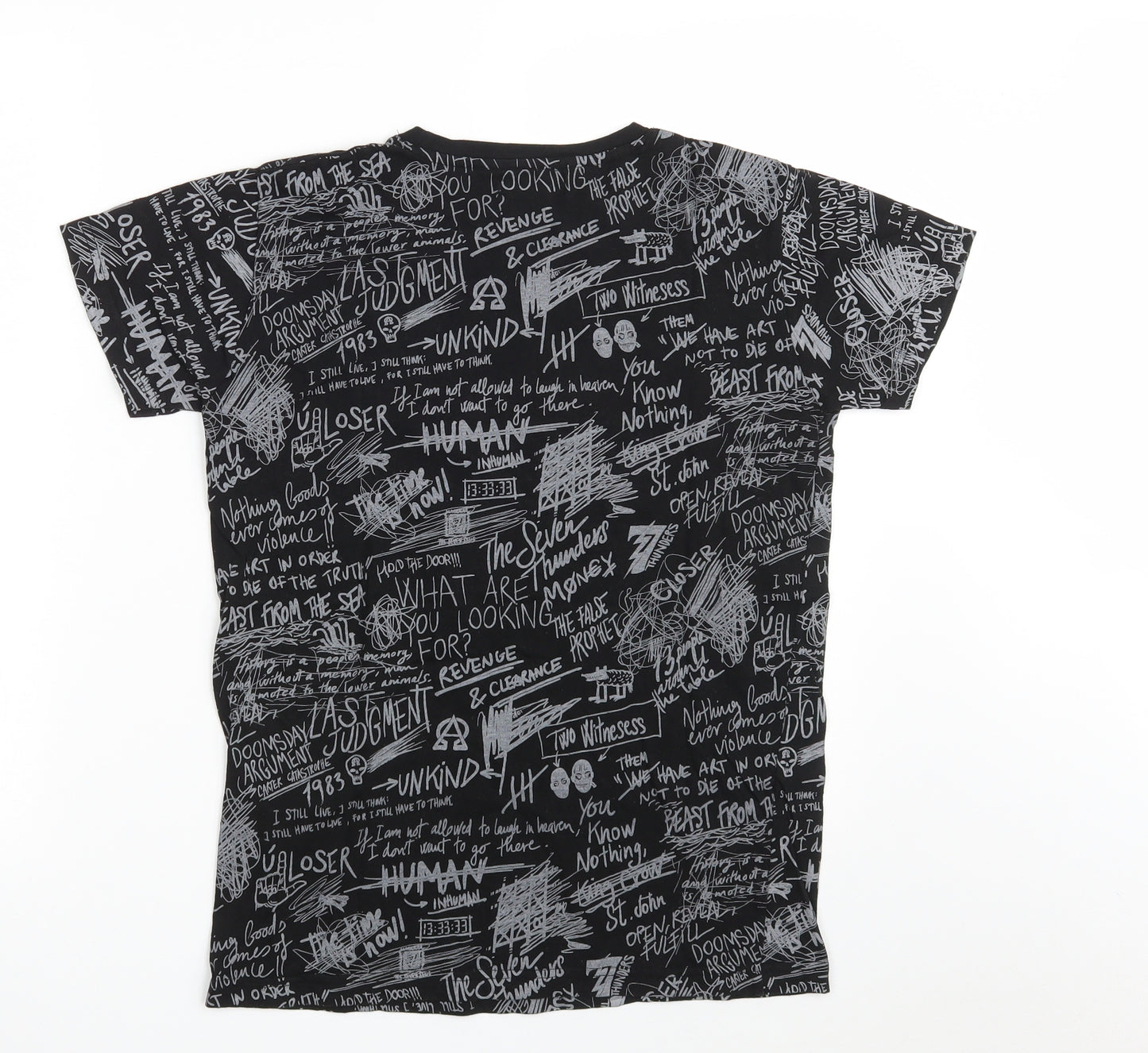 Inside Youth Mens Black  Cotton  T-Shirt Size XS Crew Neck