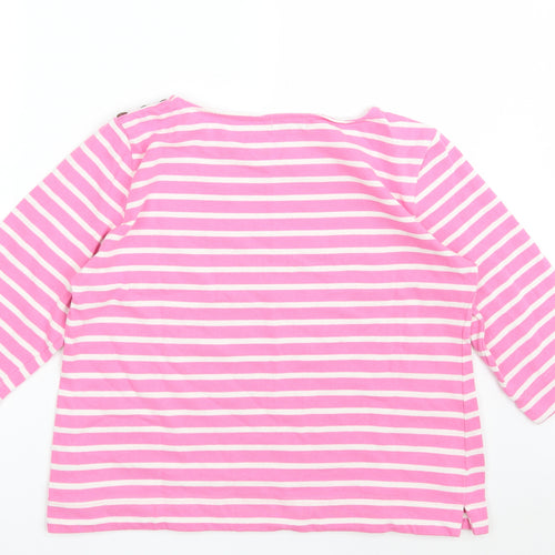FIRST AVENUE Womens Pink Striped 100% Cotton Pullover Sweatshirt Size M  Button - Cropped